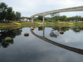 Epcot 01 - Monorail over pond in Epcot