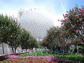 Epcot 06 - Spaceship Earth seen through garden